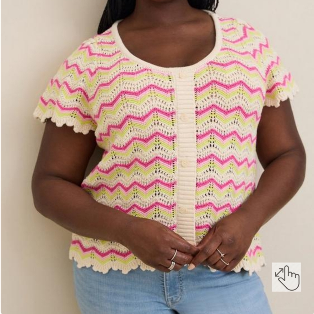 1X New! Plus Size Torrid Pointelle Pullover Flutter Sleeve Sweater retro